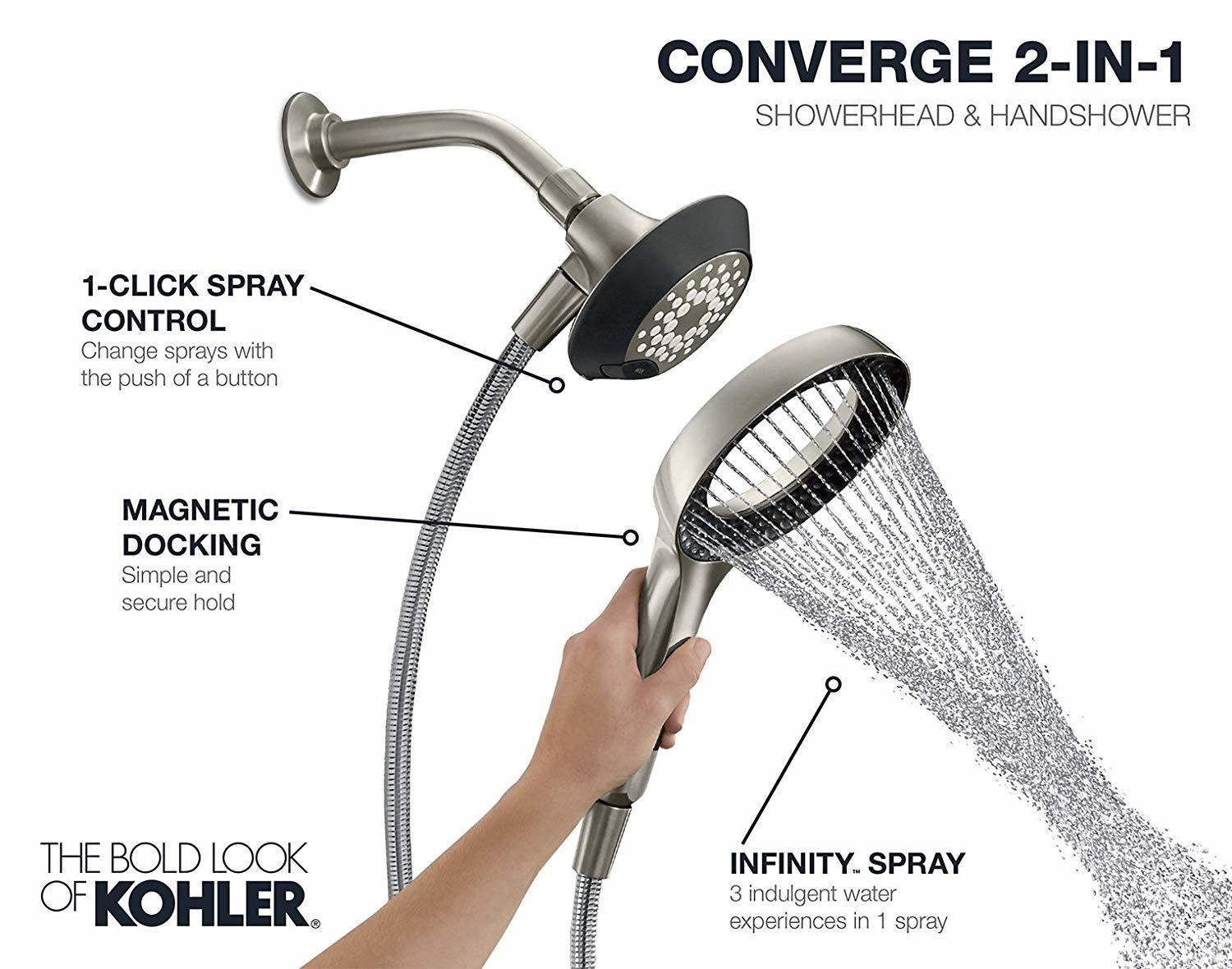Kohler K30364CP Converge 3Function 2.5 GPM Shower Head and Hand