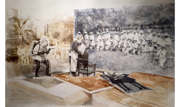 Big image leccion  de protocolo acuarela  papel 40 x 26  pulgadas. price 2500 9  with frame  