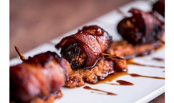 Big image iberian pig photo of bacon wrapped dates