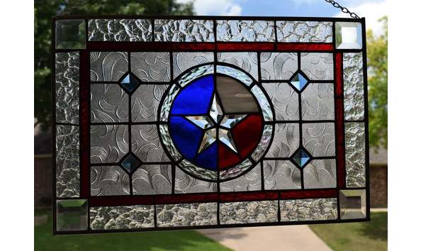 Big image texas star clear 14 x 22 stained glass