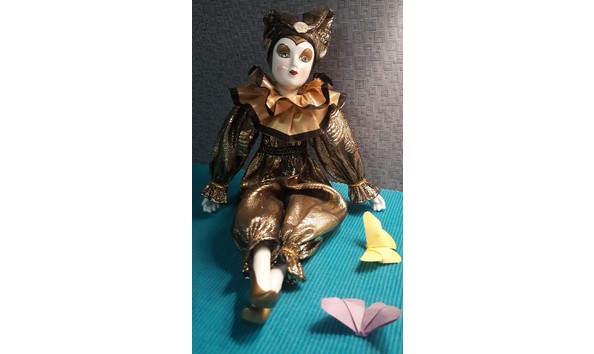 Big image harlequin clown porcelain doll whole