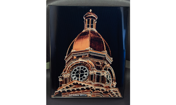 Big image neon effect clock tower photo