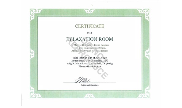 Big image relaxation room certificate