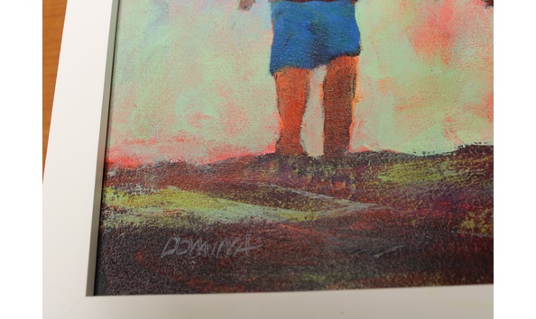 Big image framed domina painting  signature detail