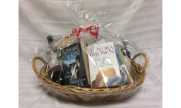 Big image basket of books and wine