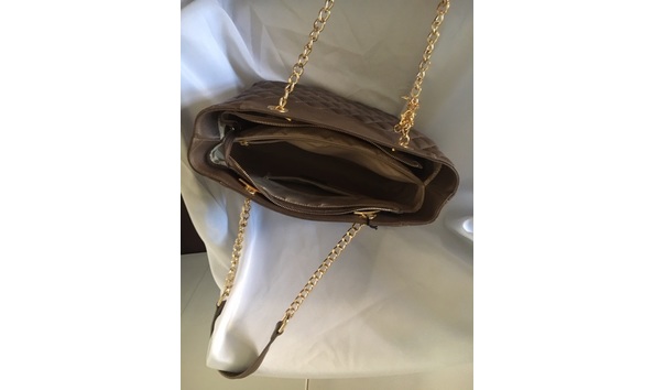 Big image mia tomazzi taupe tote bag inside