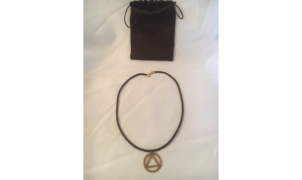 Big image sobriety circle   triangle pedant leather strap necklace
