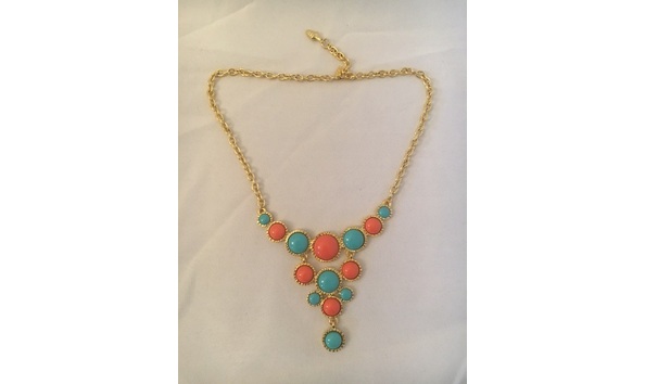 Big image kenneth jay lane orange   turquoise necklace
