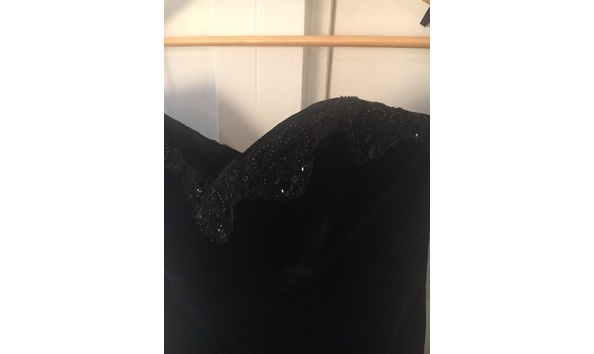 Big image kathryn conover vintage 80s black evening gown  upclose