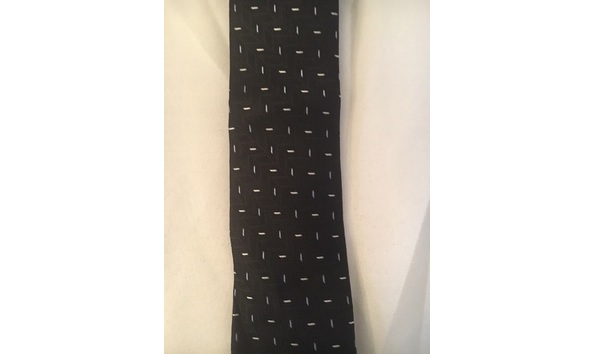 Big image english laundry black with gray white line print tie  upclose