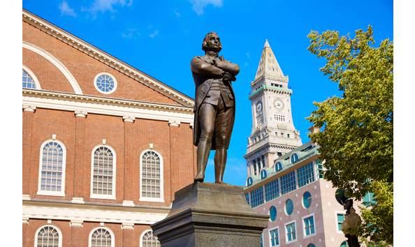 Big image pic boston samuel adams monument near faneuil hall