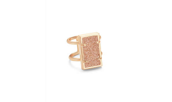 Big image kendra scott lennox rose gold cocktail ring in sand drusy 00 default  lg