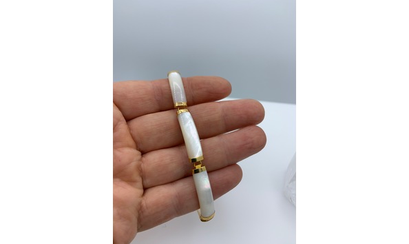 Big image contemporary 14k gold and mother of pearl bracelet