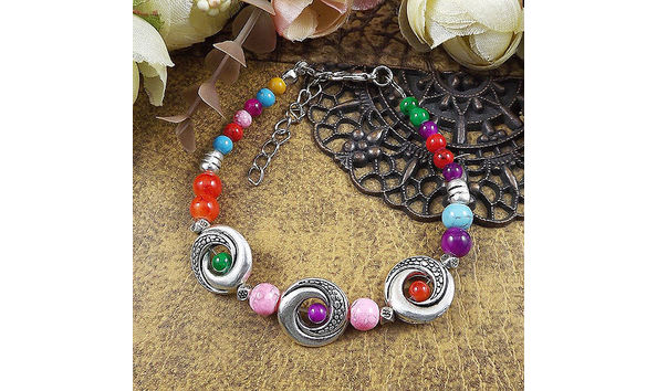 Big image tibet silver multicolor bead bracelet  2