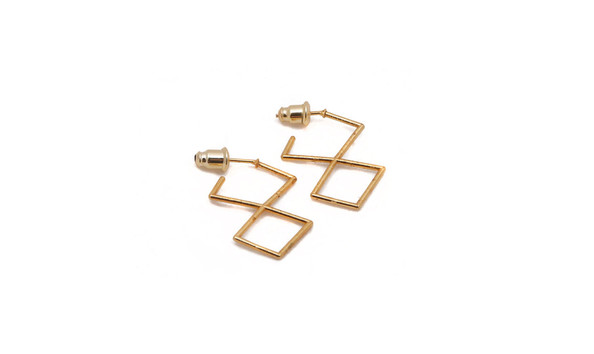 Big image gold zigzag earring