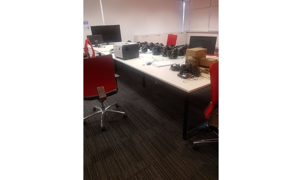 Big image bank of desks seat 8 schools