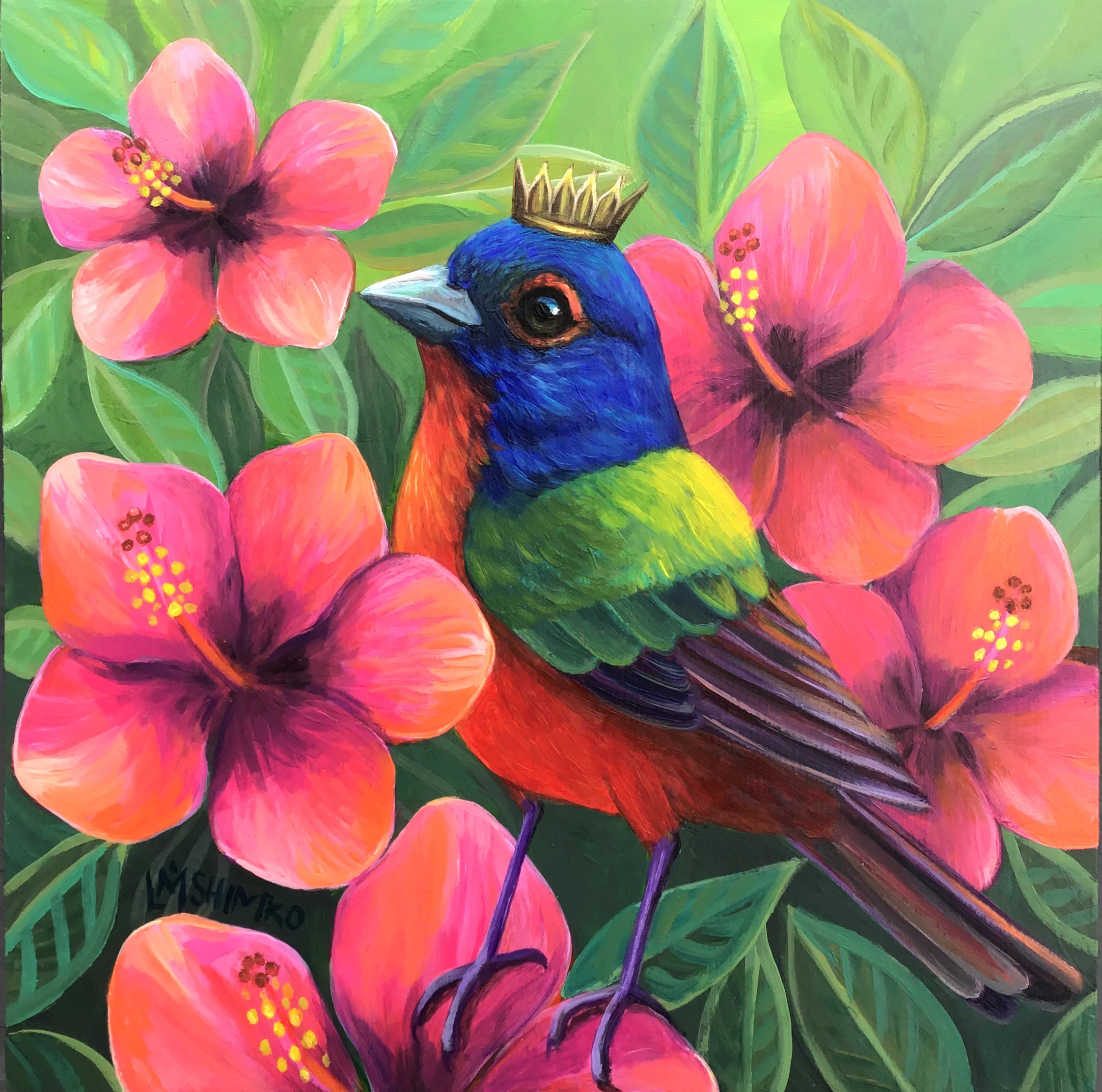 Lisa Shimko "Painted Bunting Hibiscus"
