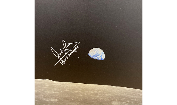 Big image earthrise on metal with scratch