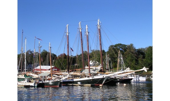Big image steps to camden harbor and camden maine town center