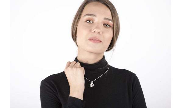 Big image silver panda necklace model