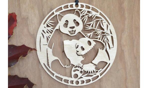 Big image panda wood christmas ornament