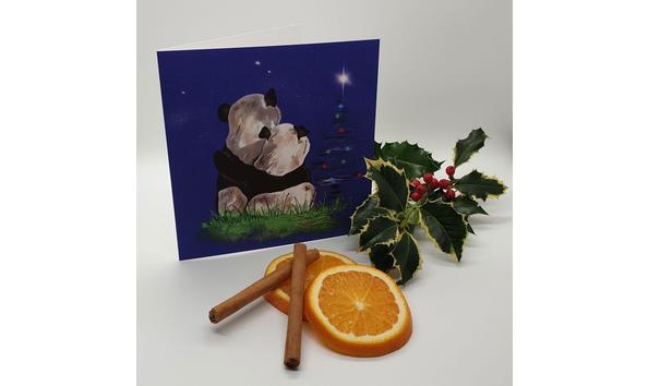 Big image panda moon christmas cards