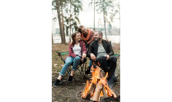 Big image friends sitting bonfire