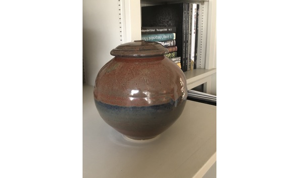 Big image earthy color urn with lid