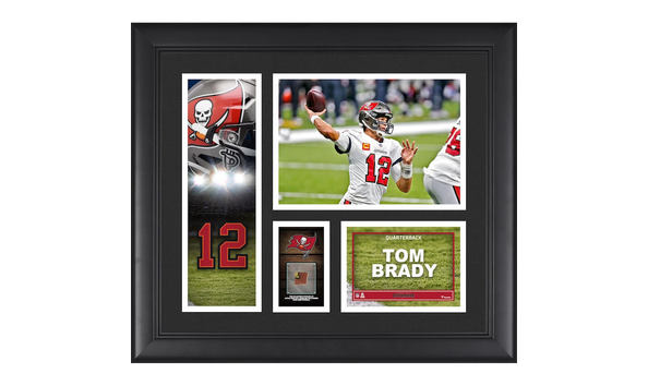 Big image tom brady tampa bay buccaneers framed collage with piece of game used football