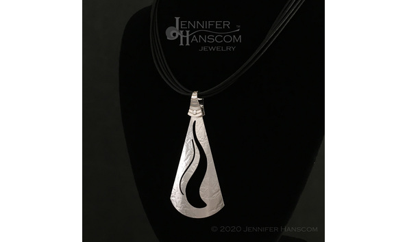 Big image hanscom   pierced ripple pendant on quad strand leather necklace