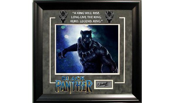 Big image black panther framed collage that includes chadwick boseman laser engraved signature