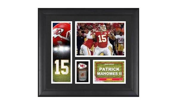 Big image patrick mahomes kansas city chiefs framed collage with piece of game used football
