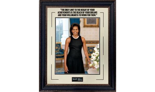 Big image michelle obama quote framed collage with laser engrave signature