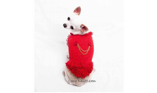 Big image red sweater with chain back