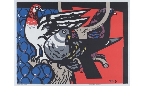 Big image three gay birds screenprint