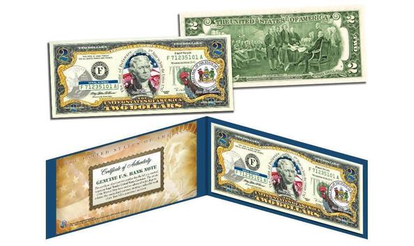 Big image delaware statehood 2.00 two dollar colorized u.s. bill de state legal tender