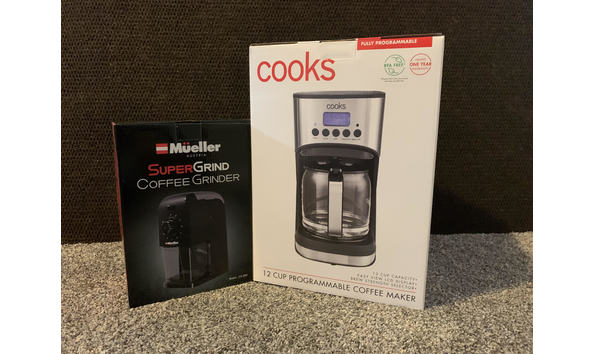 Big image coffee grinder and coffee maker