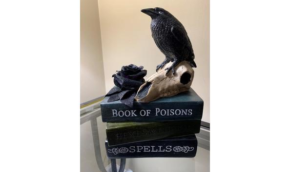 Big image 202111decor001   raven on spellbooks statue 1