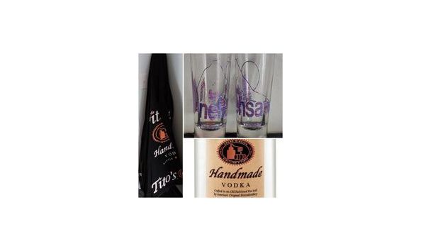 Big image tito s unbrella  bottle of tito s and 2 nehsa shot glasses