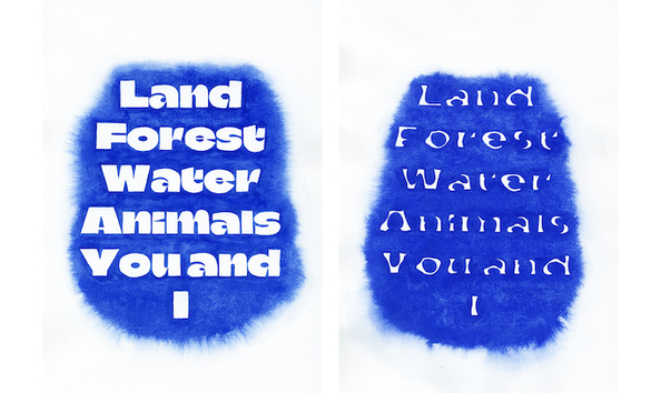 Big image land forest water animals you and i blue diptych 1979 and 2050 no black 4090pix   naoe suzuki
