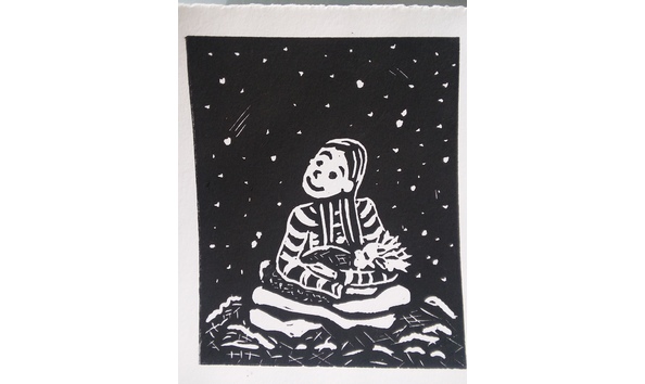 Big image mother and child in desert 4 x 5 inches