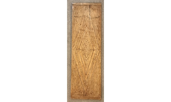 Big image carved wooden plank for print design on tapa  back  approx 12x37 in  img 3791   jeff cox