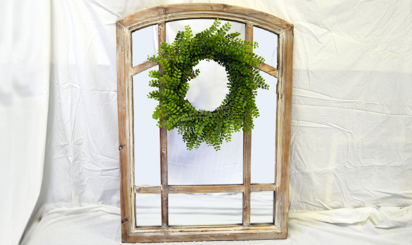 Big image 10 cathedral arch wood wall mirror with wreath 1