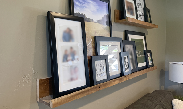 Big image 98 rustic floating picture ledge shelf set with frames 2