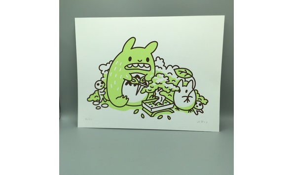 Big image 202205art020   nature bunny trimming bonsai tree print copy