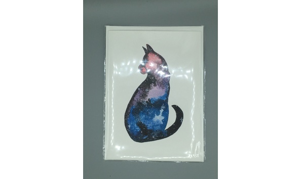 Big image 202204stat005 2   watercolor sitting cat card and sticker