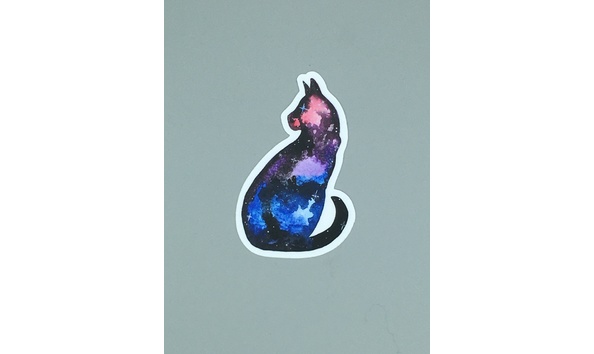 Big image 202204stat005 3   watercolor galaxy sitting cat card and sticker