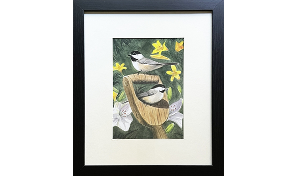 Big image betty allender black capped chickadees with frame