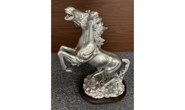 Rearing Silver Stallion Statue & 