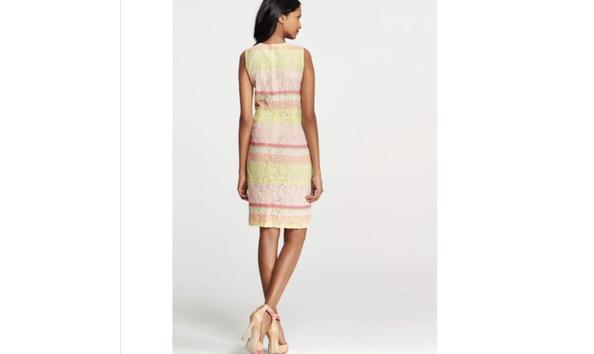 Big image ann taylor multicolor pastel stripe floral lace sheath short cocktail dress 1 1 650 650
